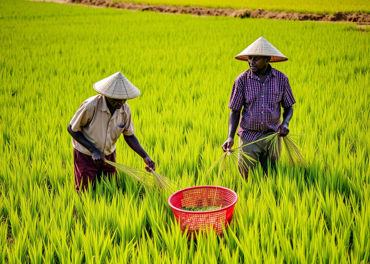 Local farmers working in Mwea rice fields